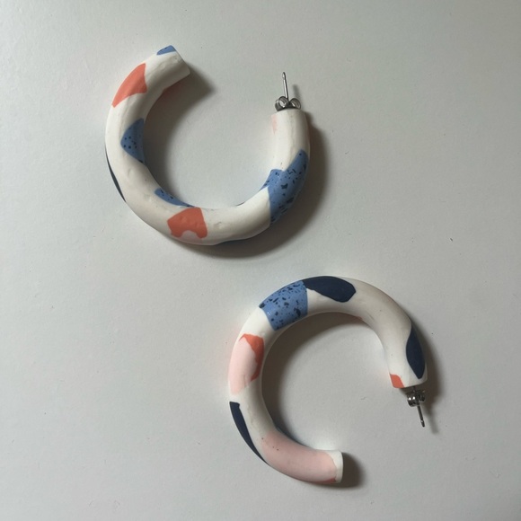 Australian made Clay Terrazzo Chunky Hoop Earrings - Picture 2 of 2